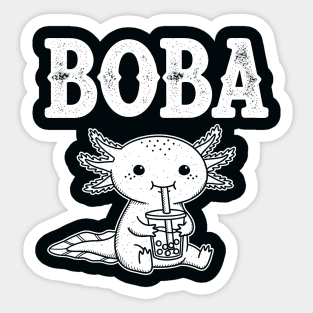 Axolotl Drinking Boba Tea Sticker
